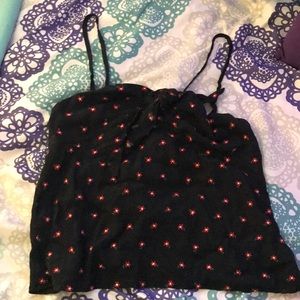 BRANDY MELVILLE TANK TOP BLACK FLOWERS NWOT
